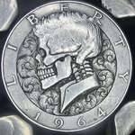image for I carved this half dollar by hand with small chisels and a microscope