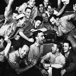 image for US sailors stationed in Pearl Harbor cheering as Tokyo radio confirms Japan's surrender (1945)