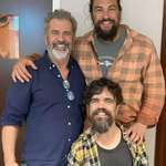 image for Mel Gibson, Jason Mamoa and their son.