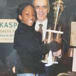 image for Gary Kasparov handing me a trophy at his annual All Girls Tournament in Chicago, USA. (circa 2007)
