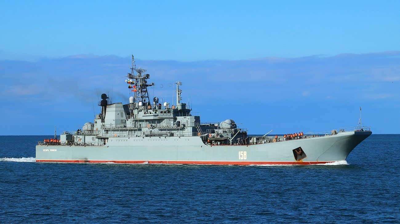image for Russian landing ship Tsezar Kunikov hit in Black Sea, it has sunk – intelligence sources, photo, video