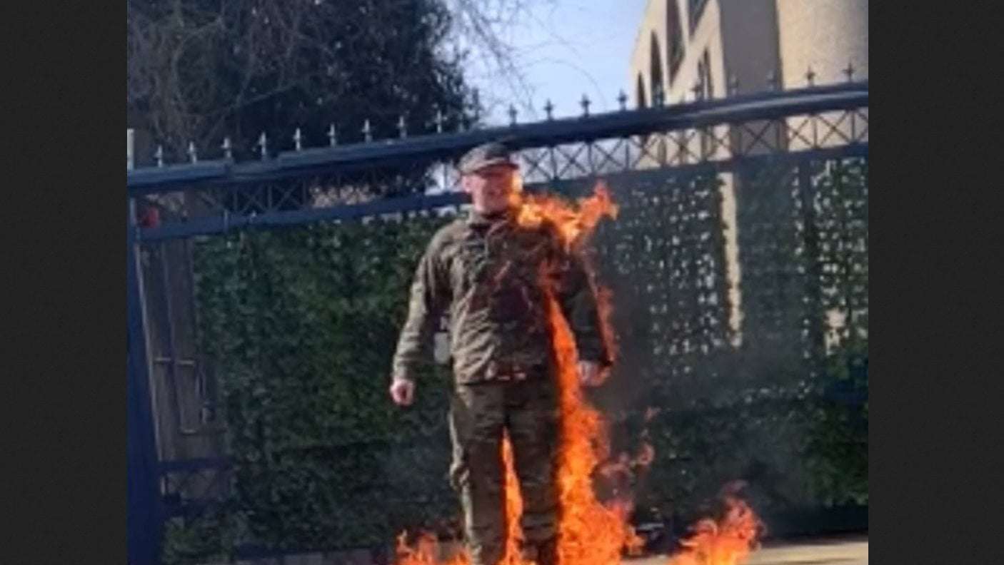 image for Active-duty airman set himself on fire in front of Israeli embassy