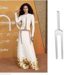 image for Zendaya wearing upside down Tuning Fork dress, ‘Dune: Part 2’ Press Tour