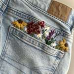 image for Embroidered a little bouquet on my jeans