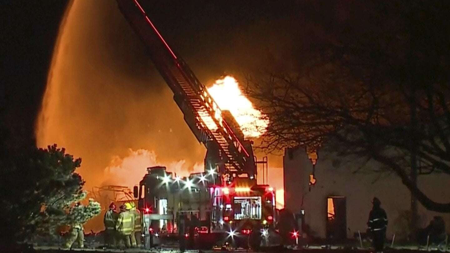 image for Industrial fire and multiple explosions shoot debris into the air in Detroit suburb