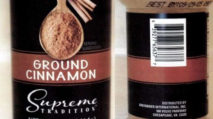 image for Ground cinnamon sold at discount stores is tainted with lead, FDA warns