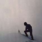 image for Reinhold Messner on the summit of Mount Everest after the first ever solo climb without oxygen -1980