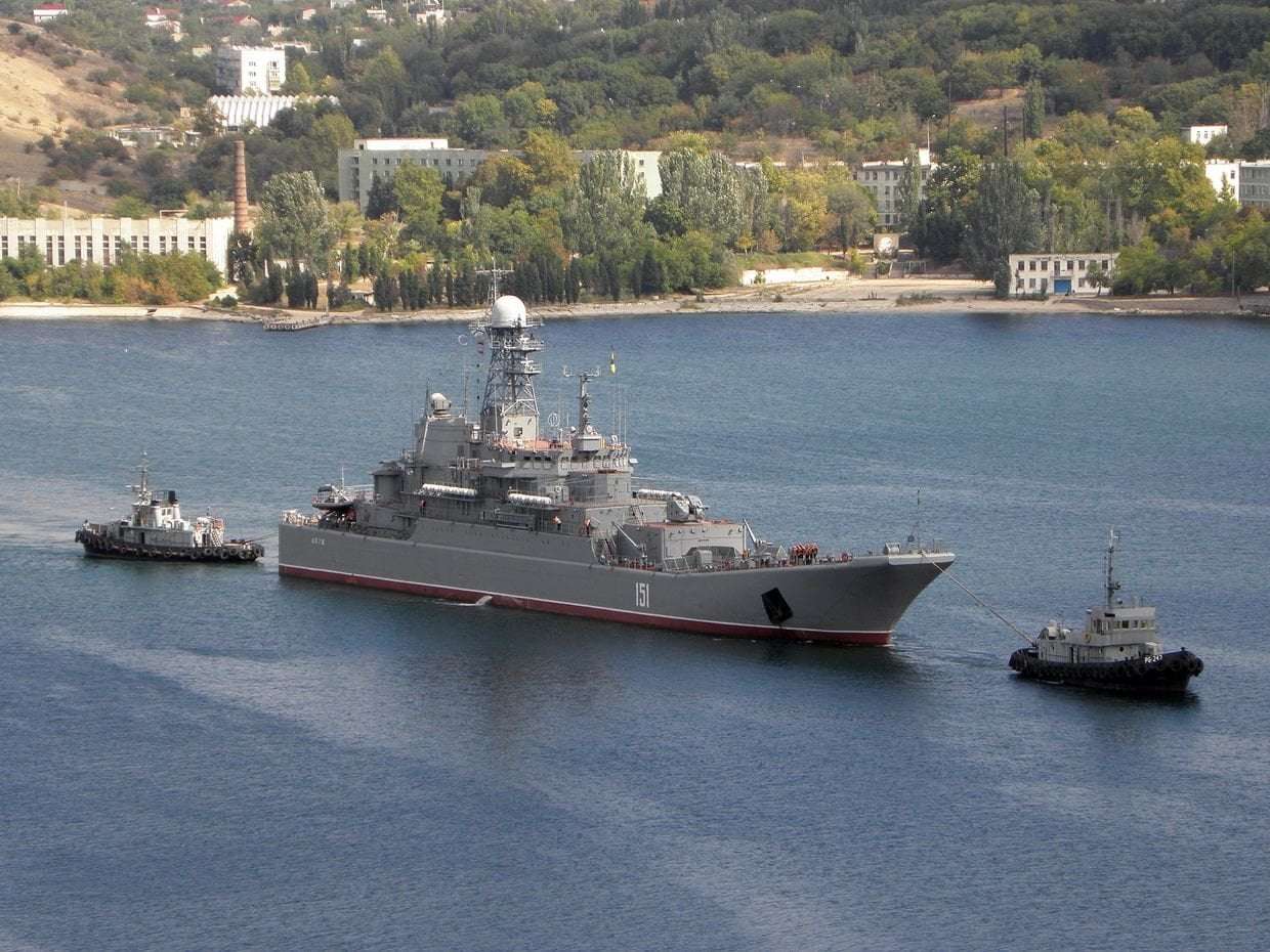 image for Ukraine confirms striking 2 large Russian landing ships in occupied Crimea