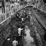 image for The grand canal is drained in order to allow it to be cleared of silt and mud. Venice, 1956.