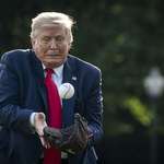 image for Trump tries to catch baseball tossed underhand by Mariano Rivera on Opening Day 2020