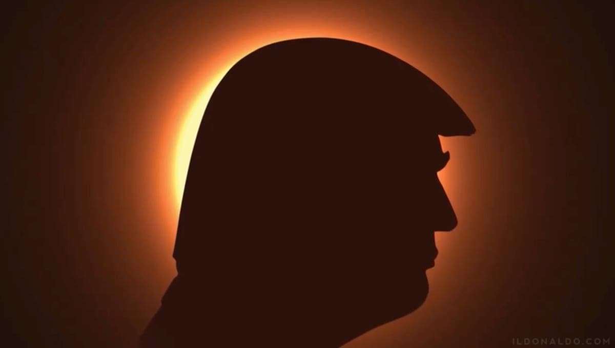 image for Trump posts bizarre solar eclipse ad – with his head blocking out the sun, plunging US into darkness