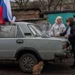 image for Poll site in Russian-occupied war-torn Donetsk during the recent "election" where Putin won with 95%