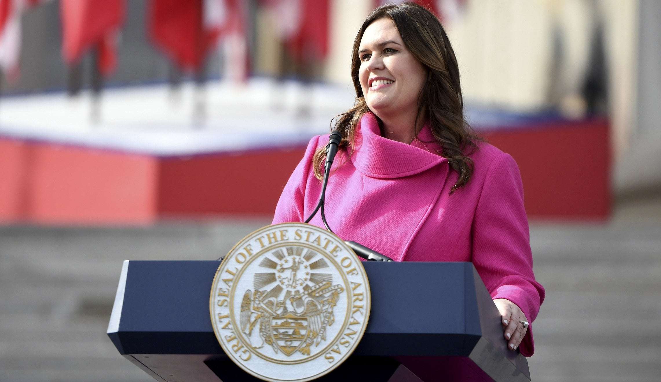 image for Lavish lectern: Audit finds Sarah Huckabee Sanders may have violated Arkansas law with pricey purchase