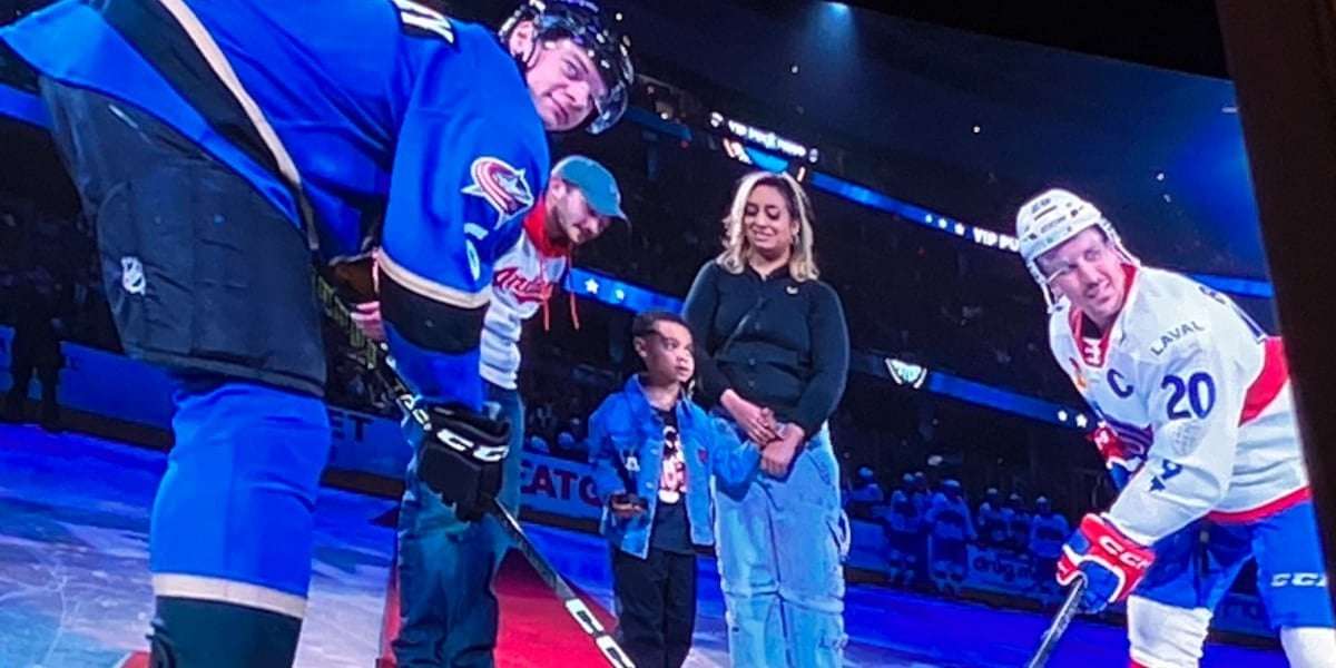 image for Mom praises man who stopped flying hockey puck headed for her 4-year-old son