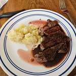 image for Steak with Blueberry Bourbon Pan Sauce for my 40th birthday. Didn't have anyone else to share with.