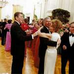image for Ronald Reagan telling Frank Sinatra to stop dancing with his wife at a White House ball, 1981