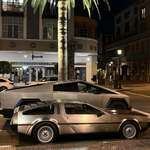 image for Delorean next to a cyber truck
