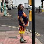 image for Jack Black walking around Brighton, England alone.