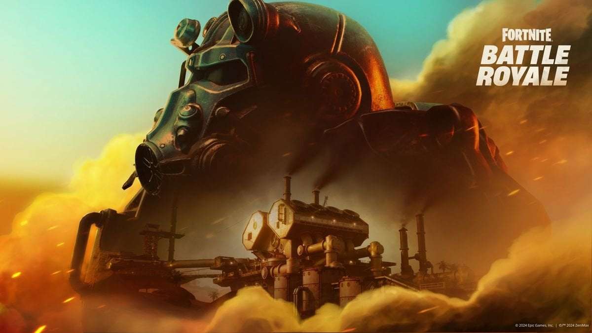 image for Fallout is officially coming to Fortnite, and it looks like Epic's already teasing a new POI and the Brotherhood of Steel