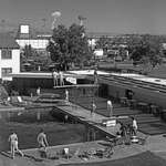 image for Morning bathers in Las Vegas watch a mushroom cloud from an atomic test 75 miles away, 1953.