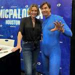image for Jerry O'Connell at Comicpalooza supporting his wife, Rebecca Romijn dressed as Mystique
