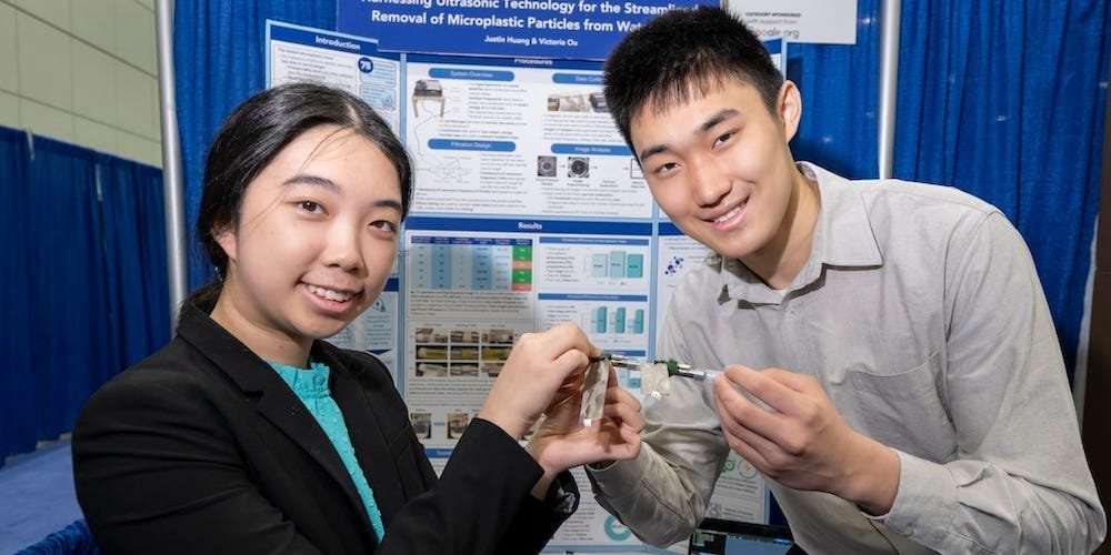 image for 2 teens won $50,000 for inventing a device that can filter toxic microplastics from water