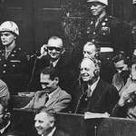 image for German war criminals laugh at a translation mistake during the Nuremberg Trials, 1945.