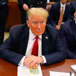 image for Trump in courtroom on trial with handwritten notes