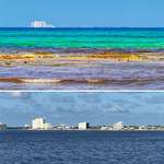 image for Image for flat earthers, view of Cozumel island from Playa Del Carmen, Mexico and one from offshore.