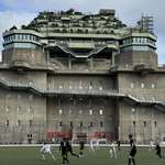 image for Soccer matches are played in front of a former WWII bunker.