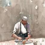 image for I recently ate some pretty good sushi and then painted the chef in watercolor