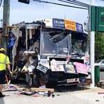 image for A Trump bus crashed into a light pole today on the way to a Trump rally