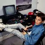 image for 13 year old Christian Bale in his bedroom, at home in Bournemouth, Dorset (1987)