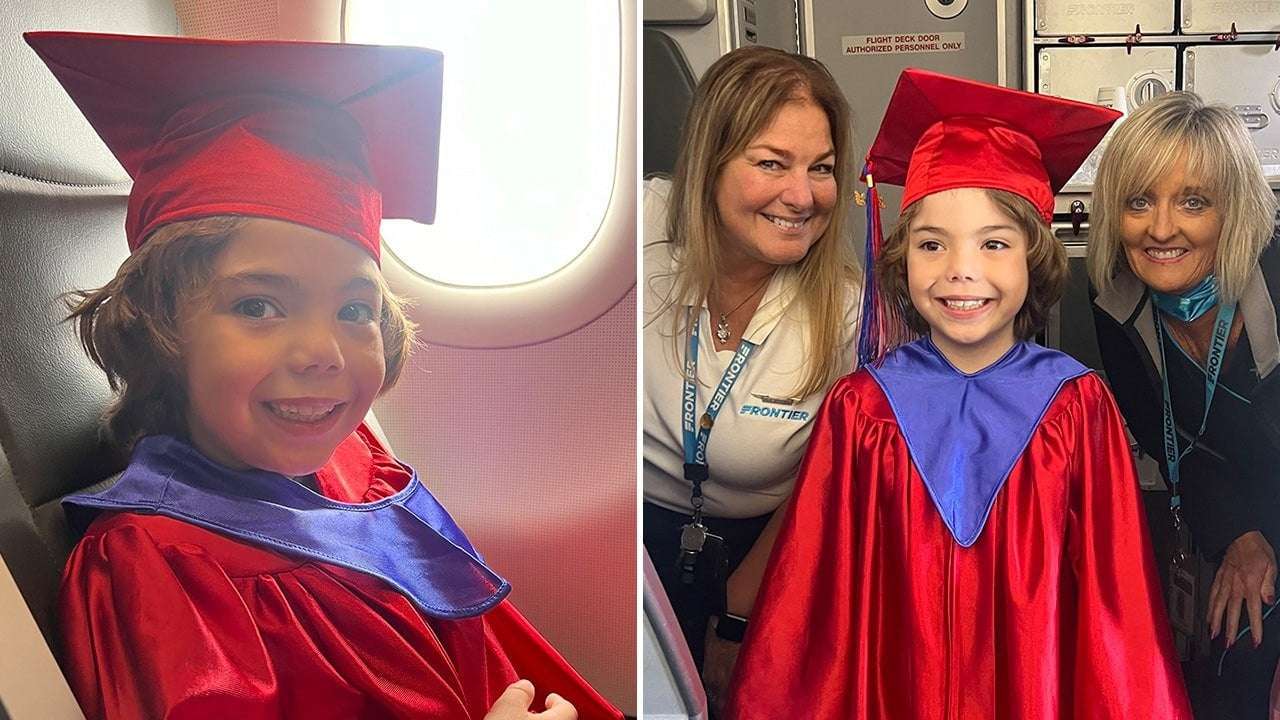 image for Kindergartener misses graduation, gets mid-flight celebration instead as passengers cheer