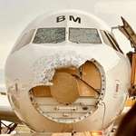 image for Photo of an Austrian Airlines Airbus A320 damaged by hail in flight. 6/9/2024