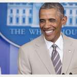 image for President Obama and his legendary tan suit