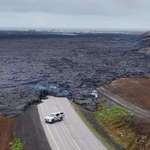 image for Main road to Grindavík (Iceland) is covered under lava