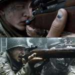 image for In Saving Private Ryan, Jackson's thumb bruise reflects WWII soldiers M1 Garand loading injury.
