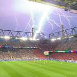 image for Lightning strike captured during Germany vs Denmark football match in Euro cup 2024