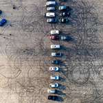 image for The aftermath of a performance car meetup, seen from above