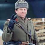 image for Romanian Soldier doing a victory sign after the 89 revolution wearing a hat without a commie insigna