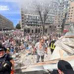 image for People dismantle the rubble of a children's hospital in Kyiv after today’s massive Russia air attack