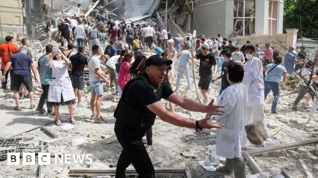 image for Children's hospital hit as Russian strikes kill dozens in Ukraine