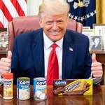 image for Former President Trump promoting Goya products from the Oval office.