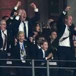 image for Prince William, George and the Prime Minister celebrate the England goal