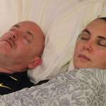 image for Mark Kelly with wife Gabby Giffords after she was shot in the head by a Republican shooter (2011)