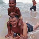 image for 4-Year-Old Barack Obama At The Beach With His Grandfather