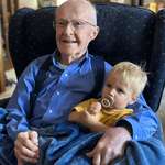 image for Love this pic of my dad, 97 yrs old, and my grandson at 1.5 yrs. So much has changed in the world