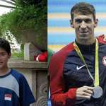 image for Joseph Schooling posing with Michael Phelps in 2008, then beating him at 2016 Olympics