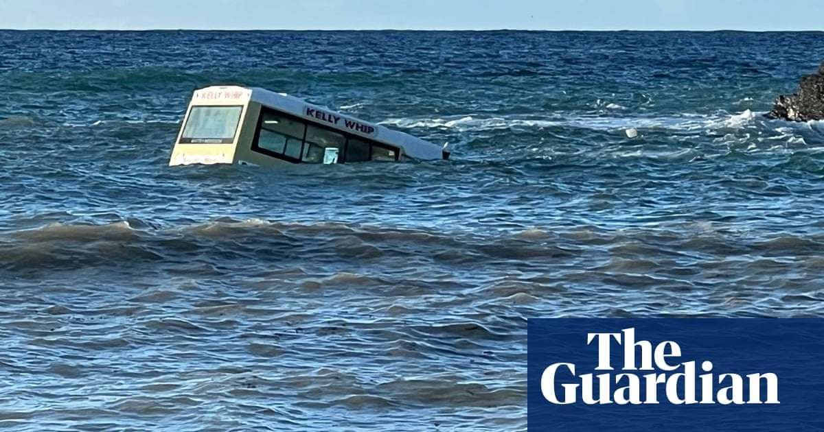 image for Tourists rush to save ice cream van washed out to sea in Cornwall